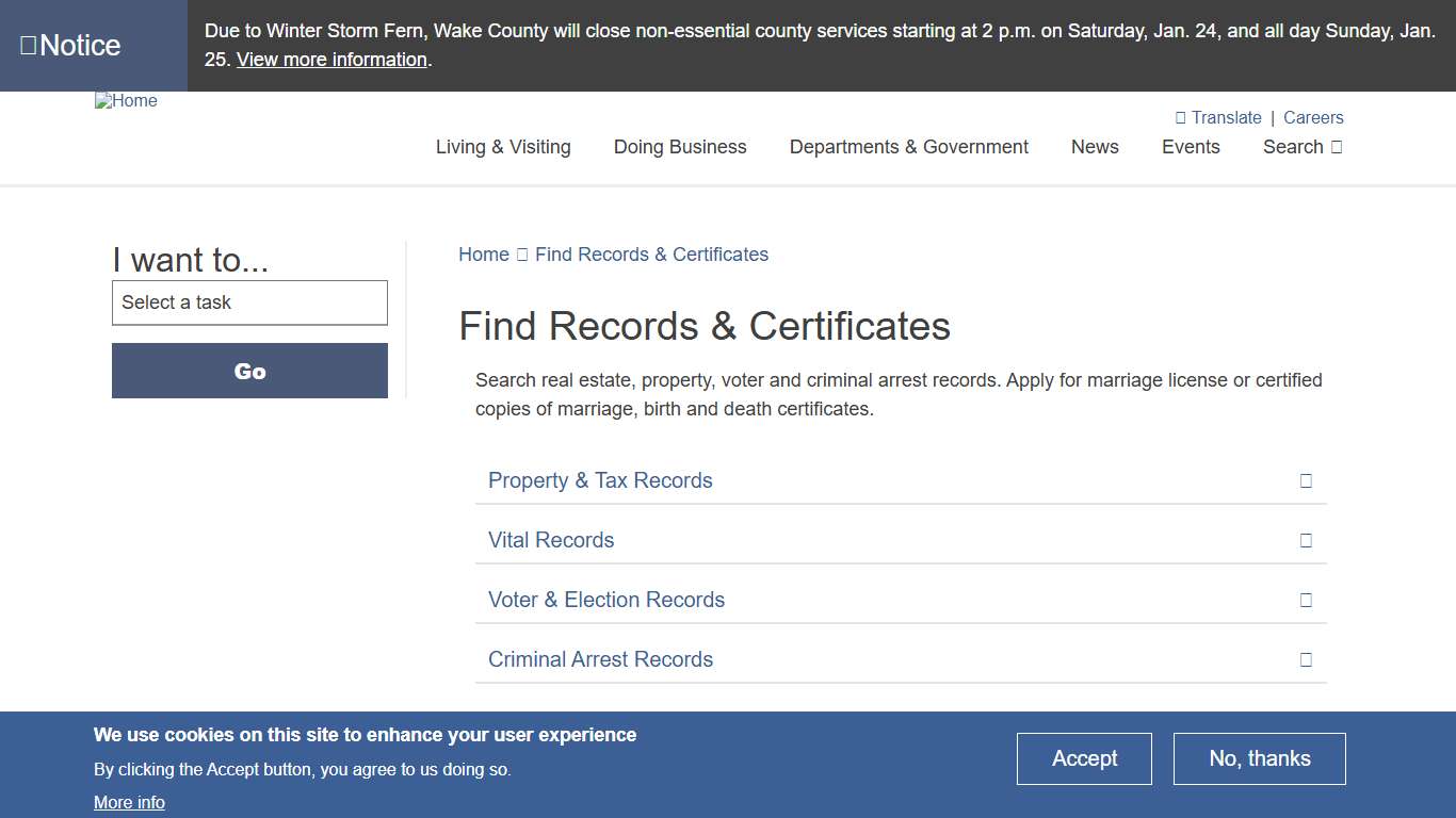 Find Records & Certificates Wake County Government
